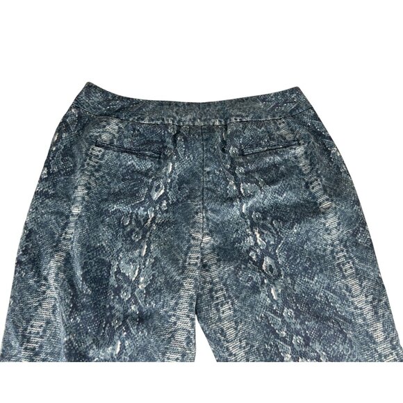 Zac & Rachel Snake Print Stretch Capris Pants Women 16 Blue Straight Leg Casual - Picture 6 of 7